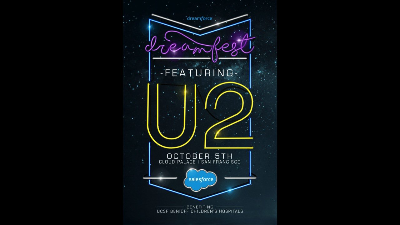 U2 all'evento Dreamfest di Salesforce al Cloud Palace di San Francisco